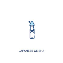 japanese geisha concept 2 colored icon. simple line element illustration. outline blue japanese geisha symbol. can be used for web and mobile ui/ux.