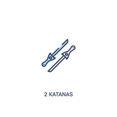 2 katanas concept 2 colored icon. simple line element illustration. outline blue 2 katanas symbol. can be used for web and mobile ui/ux.