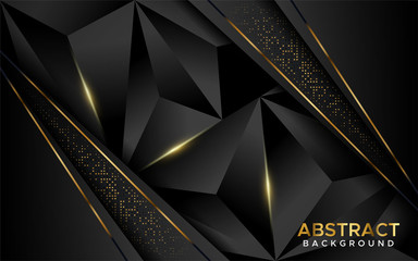 Luxurious dark abstract mosaic background with golden lines
