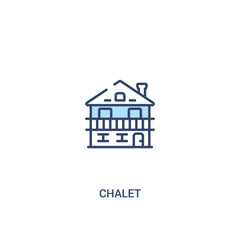chalet concept 2 colored icon. simple line element illustration. outline blue chalet symbol. can be used for web and mobile ui/ux.
