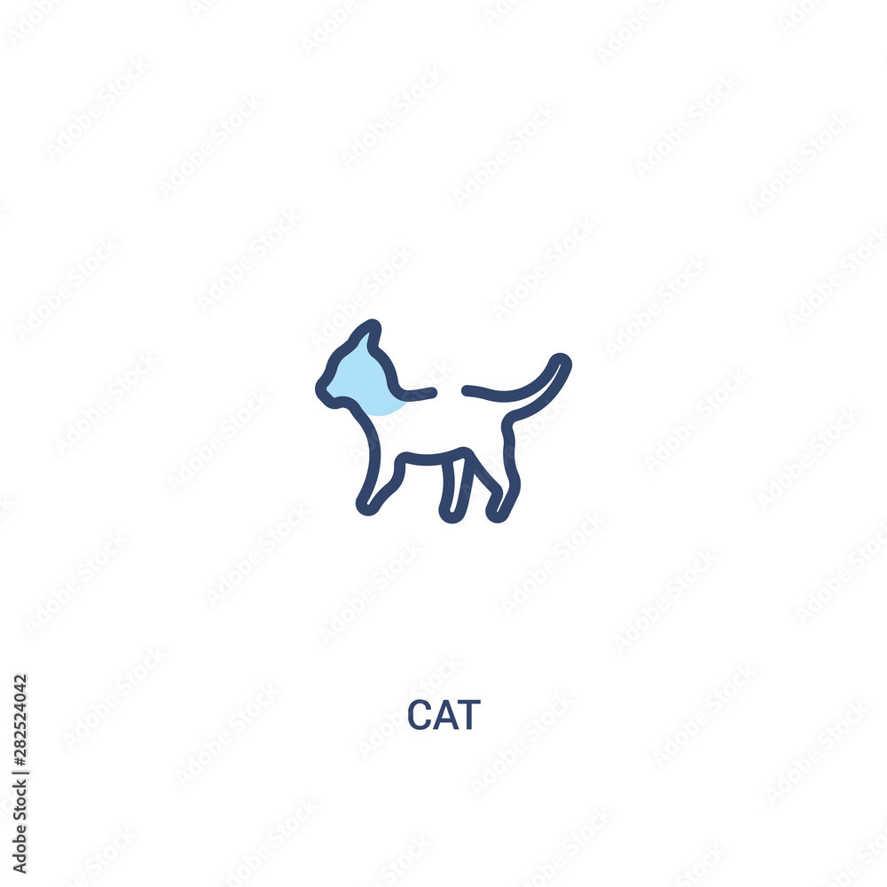 Poster cat concept 2 colored icon. simple line element illustration. outline blue cat symbol. can be used f