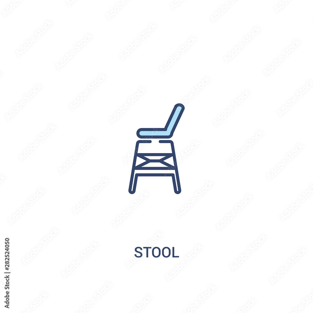 Poster stool concept 2 colored icon. simple line element illustration. outline blue stool symbol. can be us