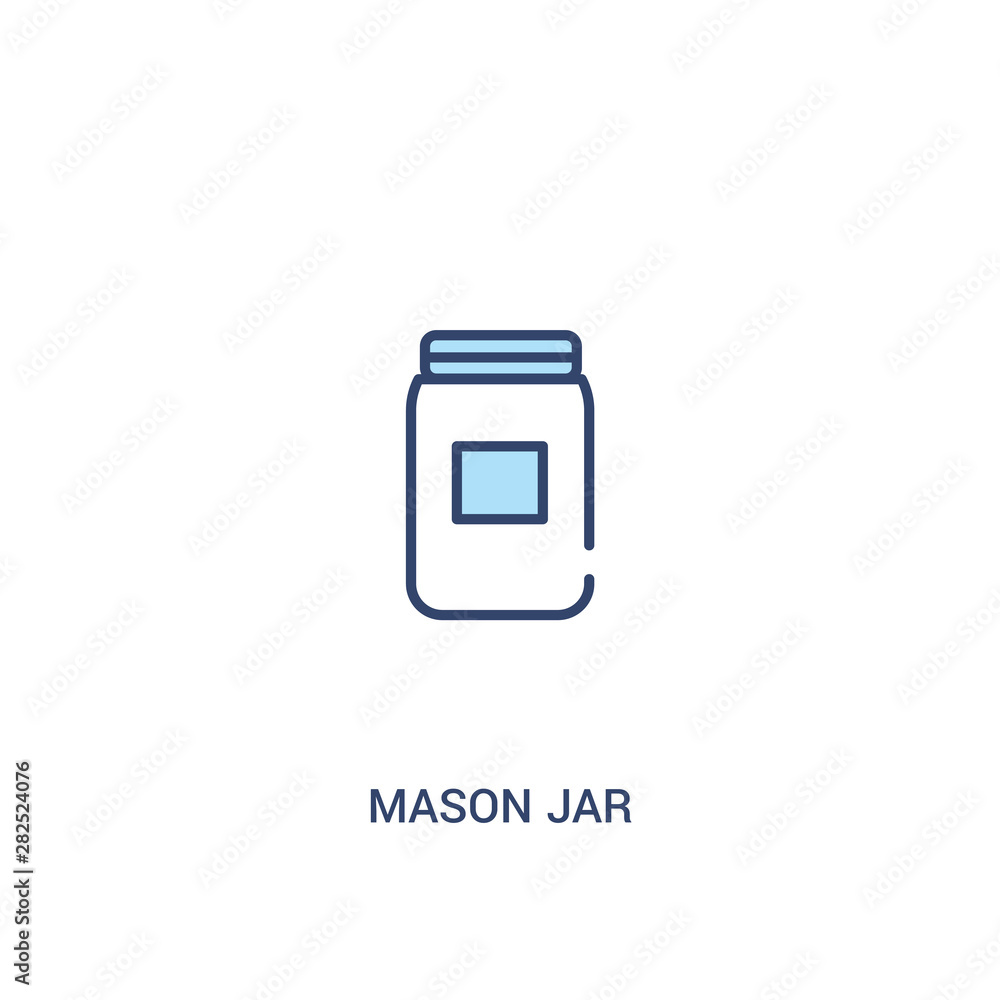 Poster mason jar concept 2 colored icon. simple line element illustration. outline blue mason jar symbol. c