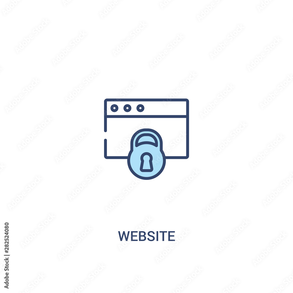 Poster website concept 2 colored icon. simple line element illustration. outline blue website symbol. can b