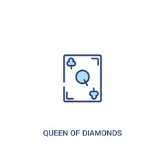 queen of diamonds concept 2 colored icon. simple line element illustration. outline blue queen of diamonds symbol. can be used for web and mobile ui/ux.