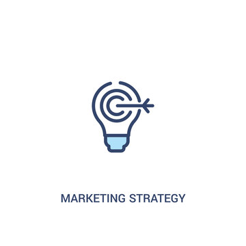 marketing strategy concept 2 colored icon. simple line element illustration. outline blue marketing strategy symbol. can be used for web and mobile ui/ux.