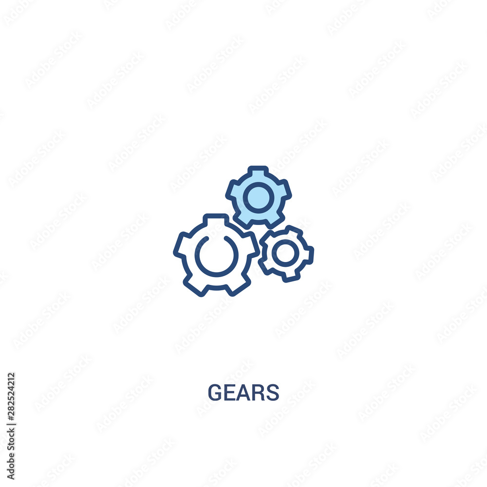 Poster gears concept 2 colored icon. simple line element illustration. outline blue gears symbol. can be us