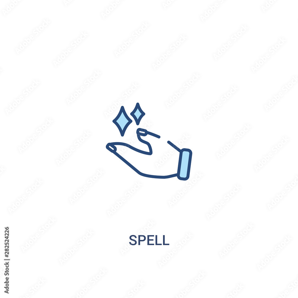 Poster spell concept 2 colored icon. simple line element illustration. outline blue spell symbol. can be us
