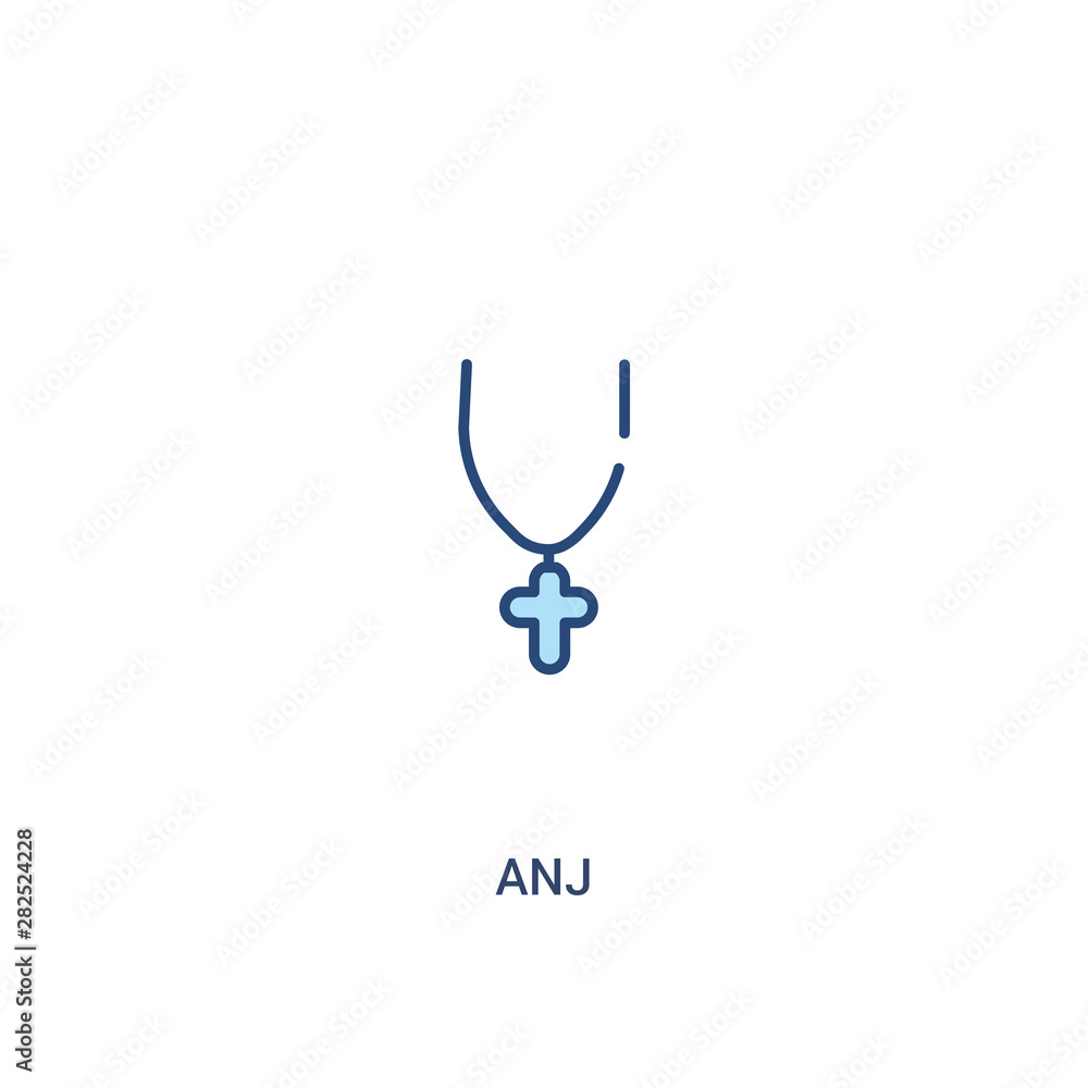 Poster anj concept 2 colored icon. simple line element illustration. outline blue anj symbol. can be used f