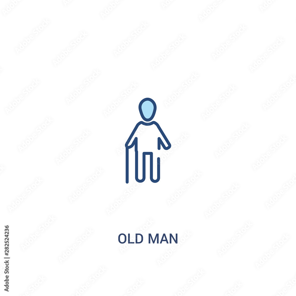 Poster old man concept 2 colored icon. simple line element illustration. outline blue old man symbol. can b