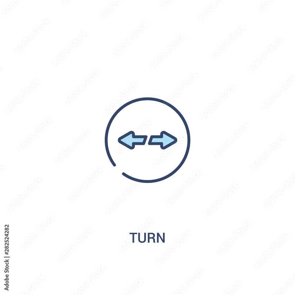 Poster turn concept 2 colored icon. simple line element illustration. outline blue turn symbol. can be used