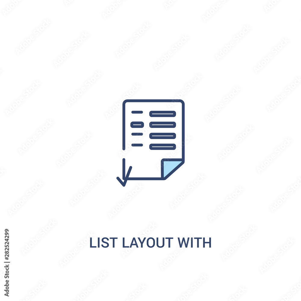 Poster list layout with check boxes concept 2 colored icon. simple line element illustration. outline blue 