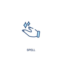 spell concept 2 colored icon. simple line element illustration. outline blue spell symbol. can be used for web and mobile ui/ux.