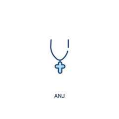 anj concept 2 colored icon. simple line element illustration. outline blue anj symbol. can be used for web and mobile ui/ux.