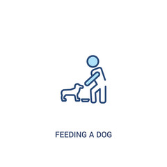 feeding a dog concept 2 colored icon. simple line element illustration. outline blue feeding a dog symbol. can be used for web and mobile ui/ux.