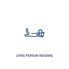 lying person reading concept 2 colored icon. simple line element illustration. outline blue lying person reading symbol. can be used for web and mobile ui/ux.