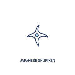 japanese shuriken concept 2 colored icon. simple line element illustration. outline blue japanese shuriken symbol. can be used for web and mobile ui/ux.