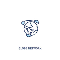 globe network concept 2 colored icon. simple line element illustration. outline blue globe network symbol. can be used for web and mobile ui/ux.