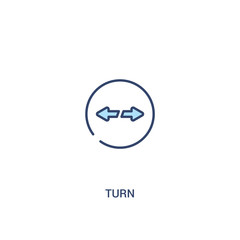 turn concept 2 colored icon. simple line element illustration. outline blue turn symbol. can be used for web and mobile ui/ux.