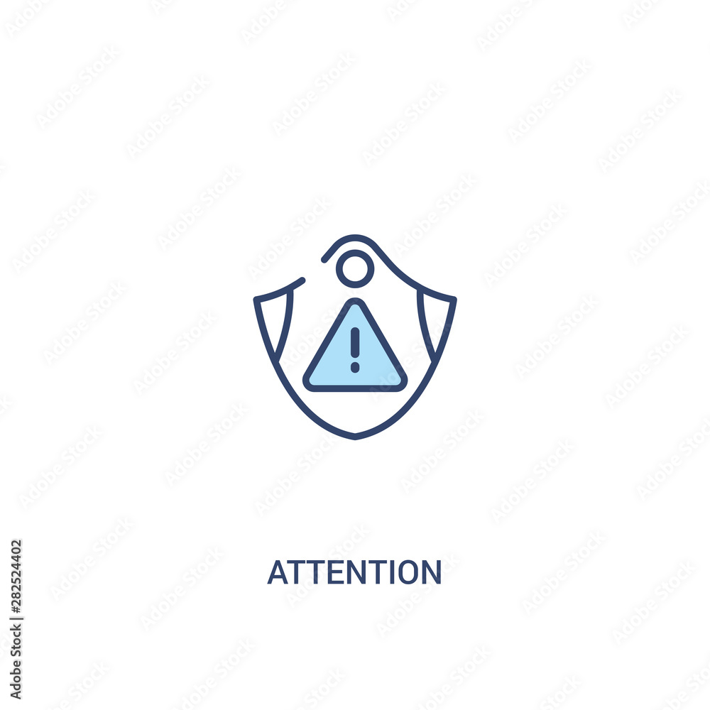 Poster attention concept 2 colored icon. simple line element illustration. outline blue attention symbol. c