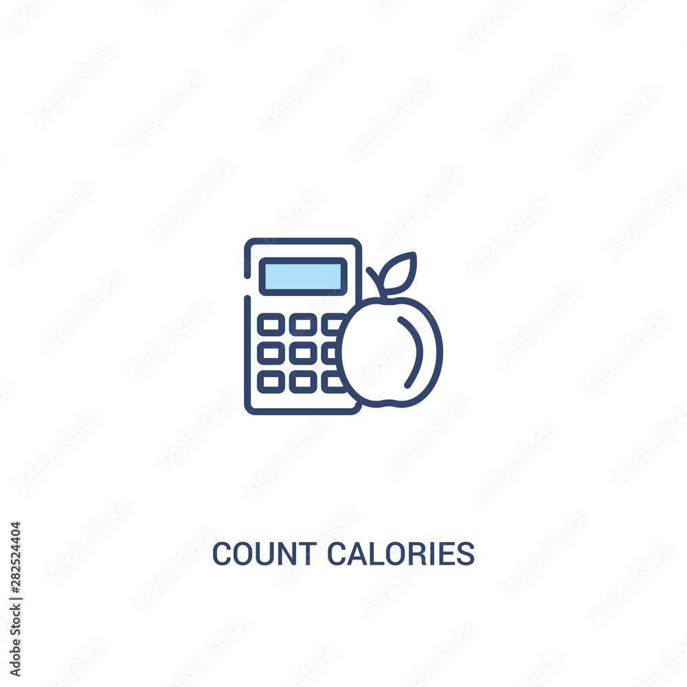 Poster count calories concept 2 colored icon. simple line element illustration. outline blue count calories
