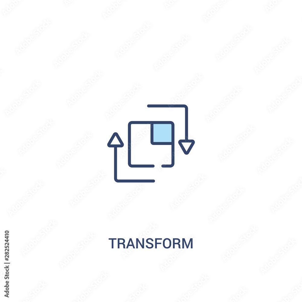 Poster transform concept 2 colored icon. simple line element illustration. outline blue transform symbol. c