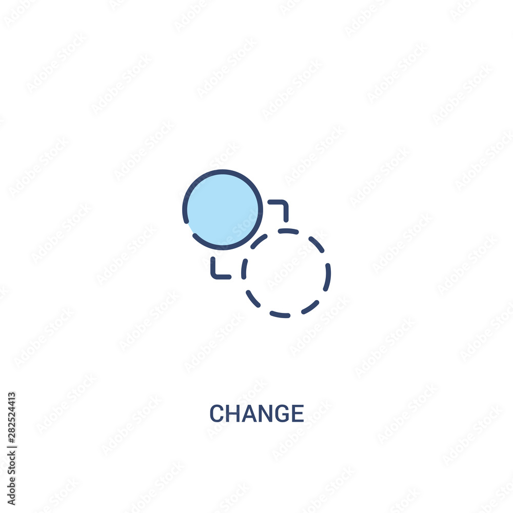 Poster change concept 2 colored icon. simple line element illustration. outline blue change symbol. can be 