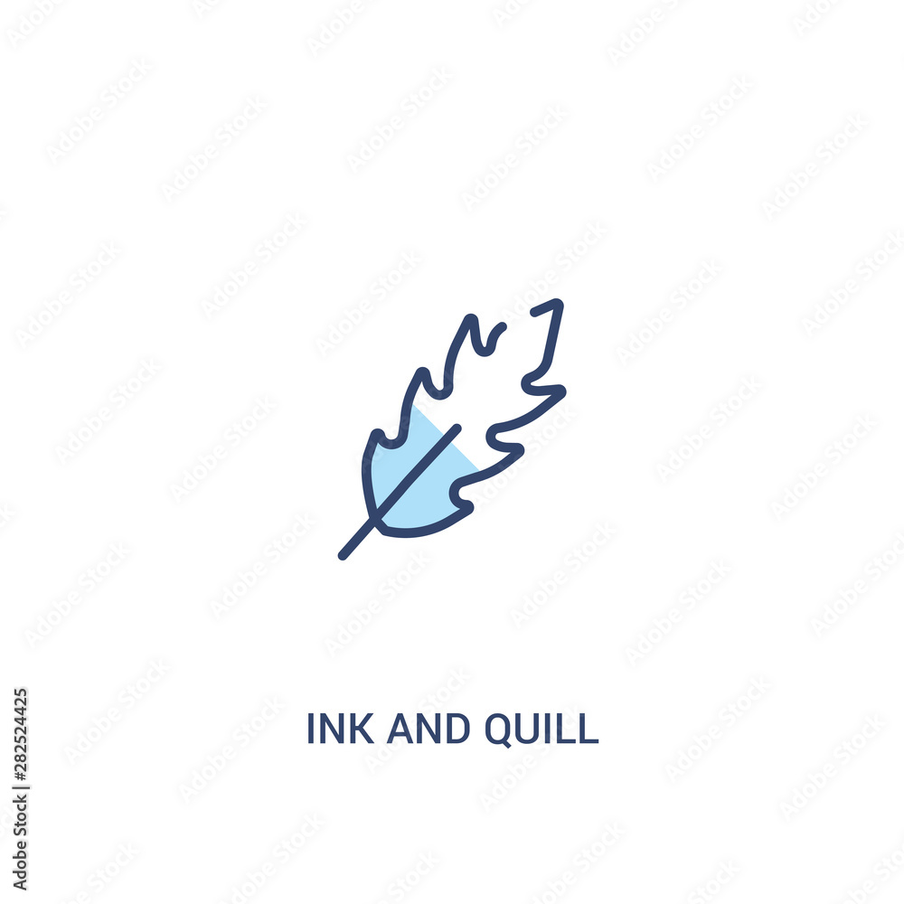Poster ink and quill concept 2 colored icon. simple line element illustration. outline blue ink and quill s