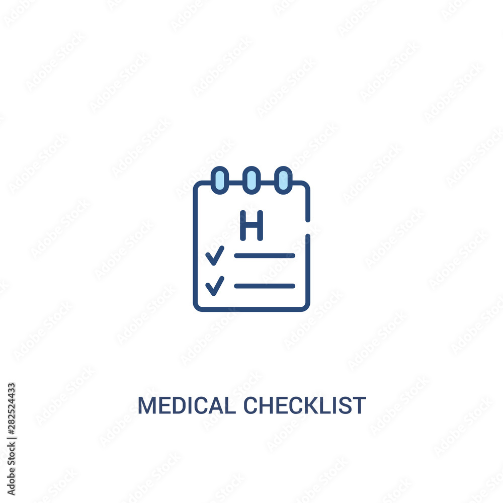 Poster medical checklist concept 2 colored icon. simple line element illustration. outline blue medical che