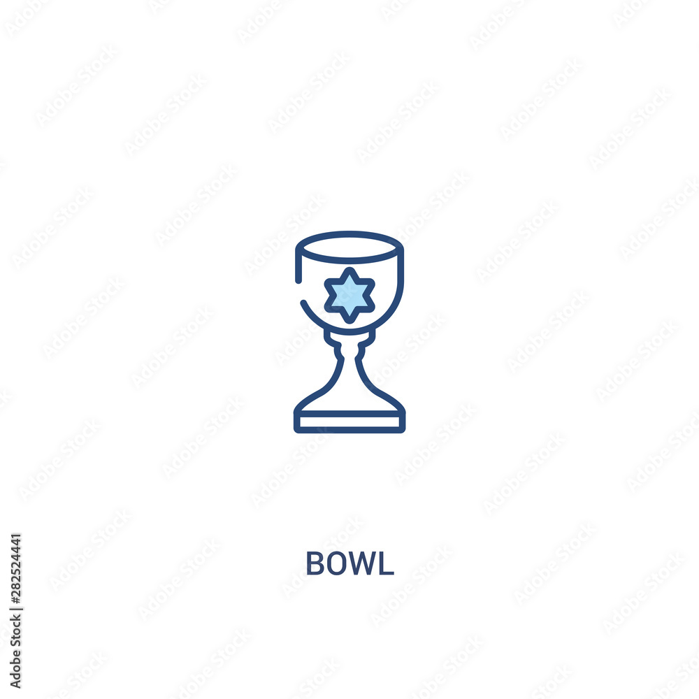 Poster bowl concept 2 colored icon. simple line element illustration. outline blue bowl symbol. can be used