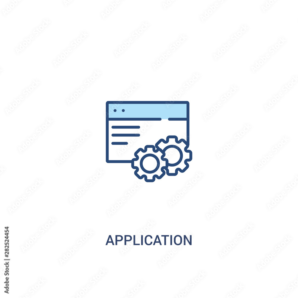 Poster application concept 2 colored icon. simple line element illustration. outline blue application symbo