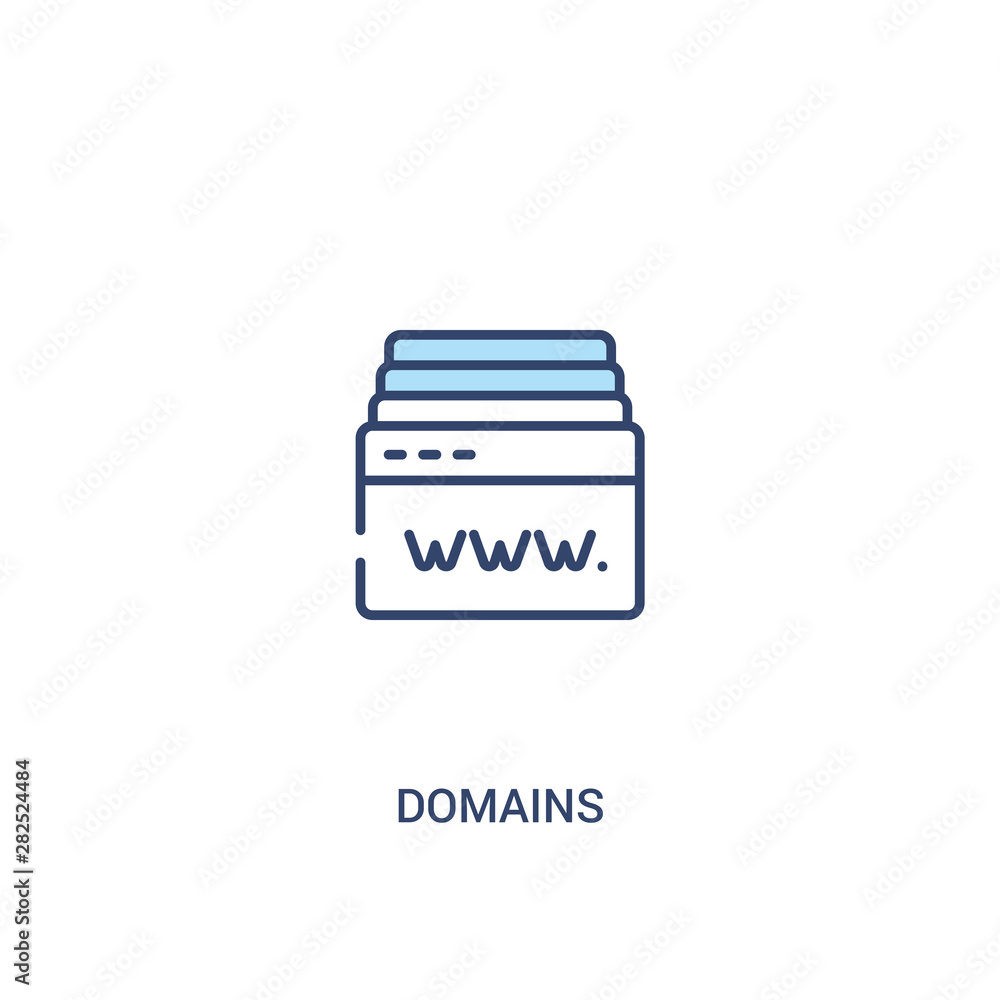Poster domains concept 2 colored icon. simple line element illustration. outline blue domains symbol. can b