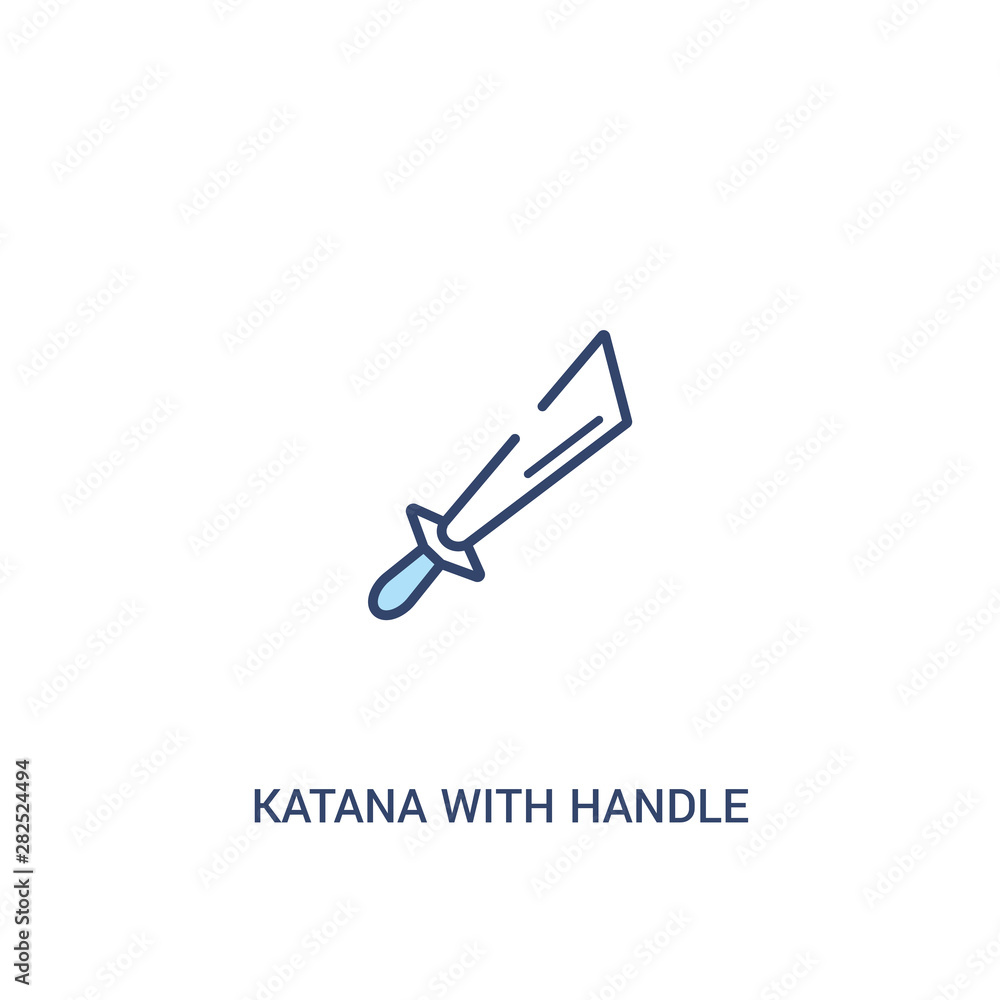 Aufkleber katana with handle concept 2 colored icon. simple line element illustration. outline blue katana wit