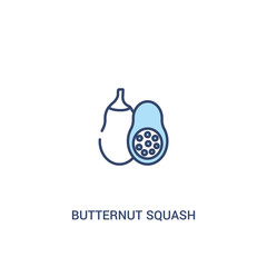 butternut squash concept 2 colored icon. simple line element illustration. outline blue butternut squash symbol. can be used for web and mobile ui/ux.