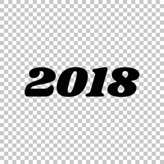 2018 year illustration. Black icon on transparent background. Illustration.