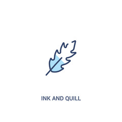 ink and quill concept 2 colored icon. simple line element illustration. outline blue ink and quill symbol. can be used for web and mobile ui/ux.