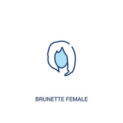 brunette female woman long hair concept 2 colored icon. simple line element illustration. outline blue brunette female woman long hair symbol. can be used for web and mobile ui/ux.