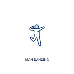 man dancing concept 2 colored icon. simple line element illustration. outline blue man dancing symbol. can be used for web and mobile ui/ux.