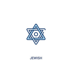 jewish concept 2 colored icon. simple line element illustration. outline blue jewish symbol. can be used for web and mobile ui/ux.