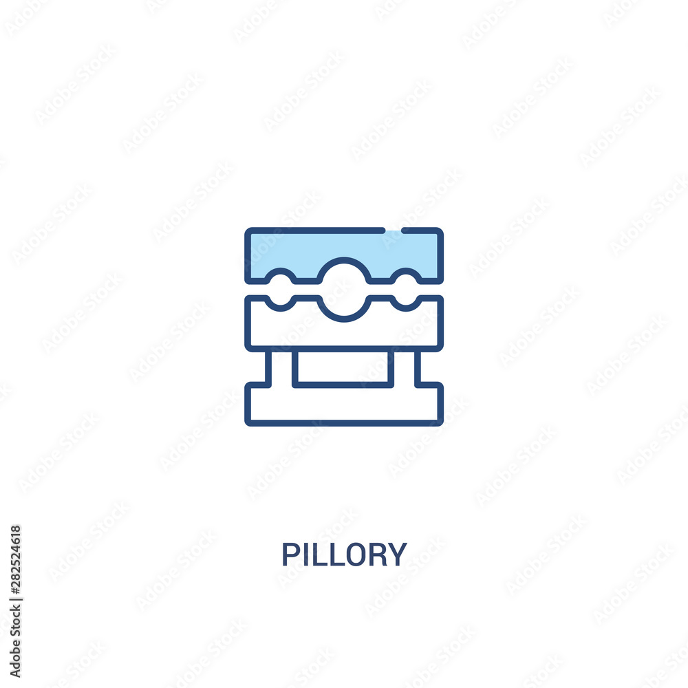 Poster pillory concept 2 colored icon. simple line element illustration. outline blue pillory symbol. can b