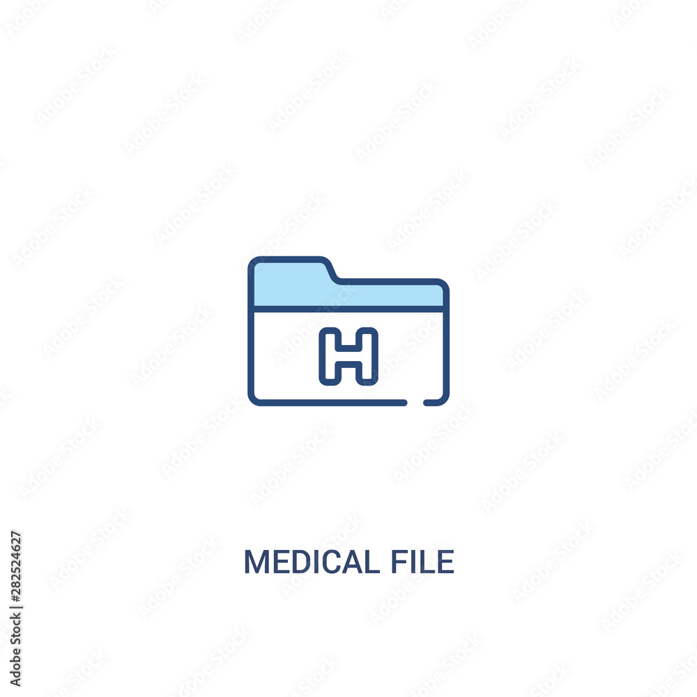 Poster medical file concept 2 colored icon. simple line element illustration. outline blue medical file sym
