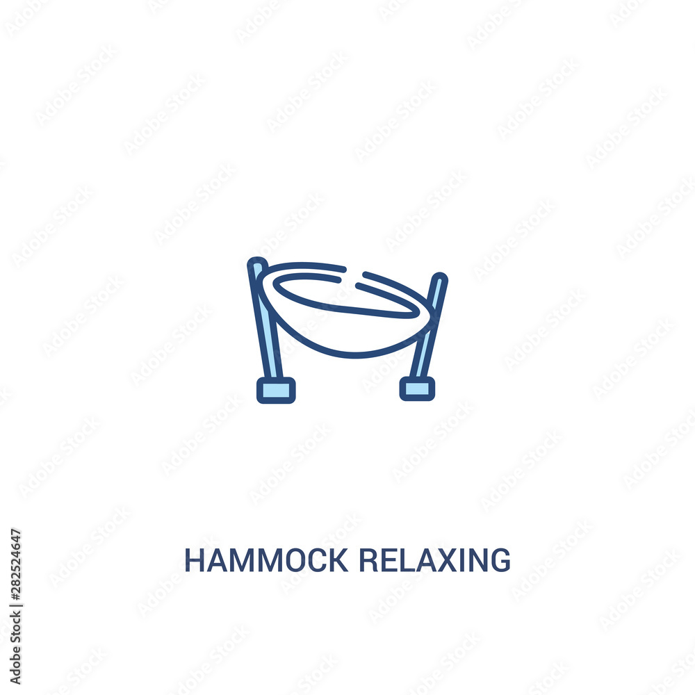 Poster hammock relaxing concept 2 colored icon. simple line element illustration. outline blue hammock rela