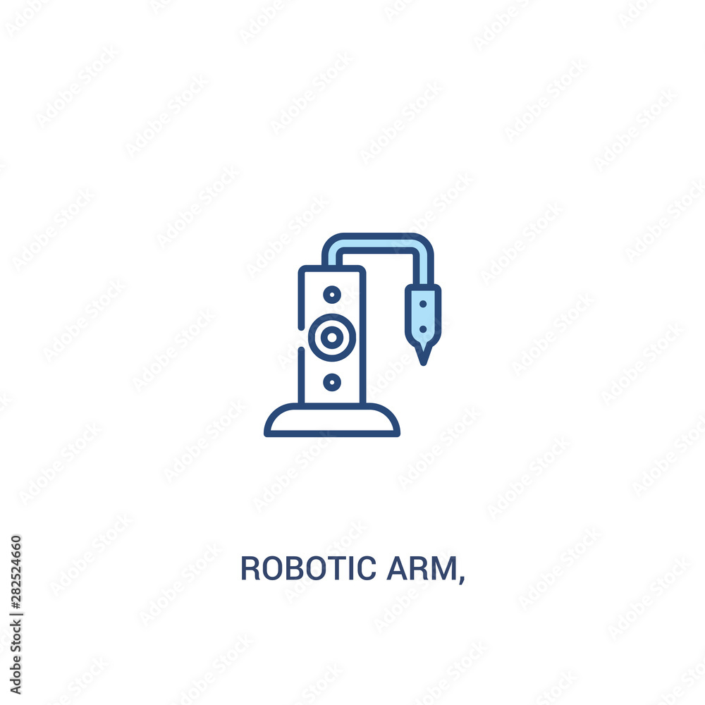 Aufkleber robotic arm, concept 2 colored icon. simple line element illustration. outline blue robotic arm, sym