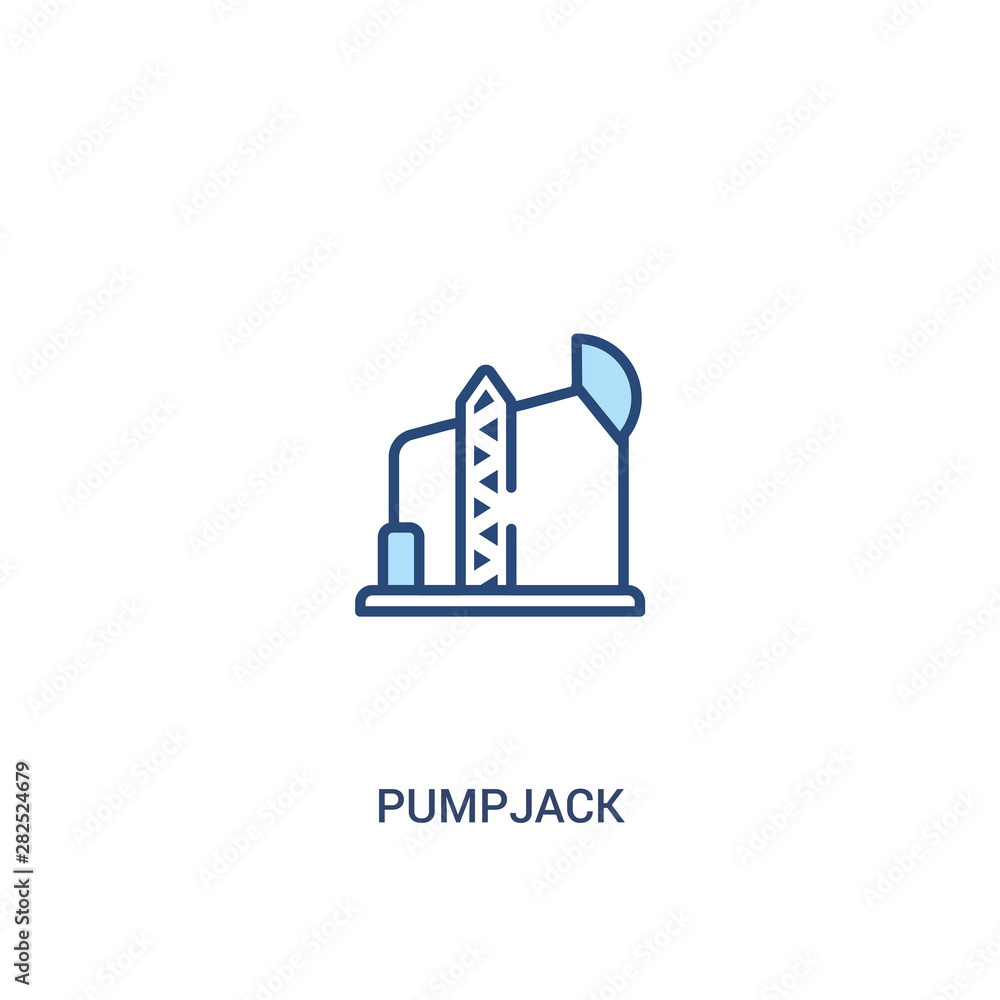 Poster pumpjack concept 2 colored icon. simple line element illustration. outline blue pumpjack symbol. can