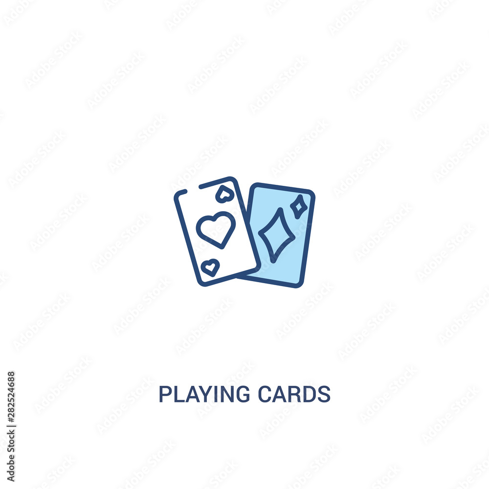 Poster playing cards concept 2 colored icon. simple line element illustration. outline blue playing cards s