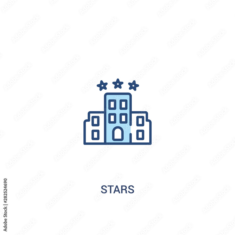 Poster stars concept 2 colored icon. simple line element illustration. outline blue stars symbol. can be us
