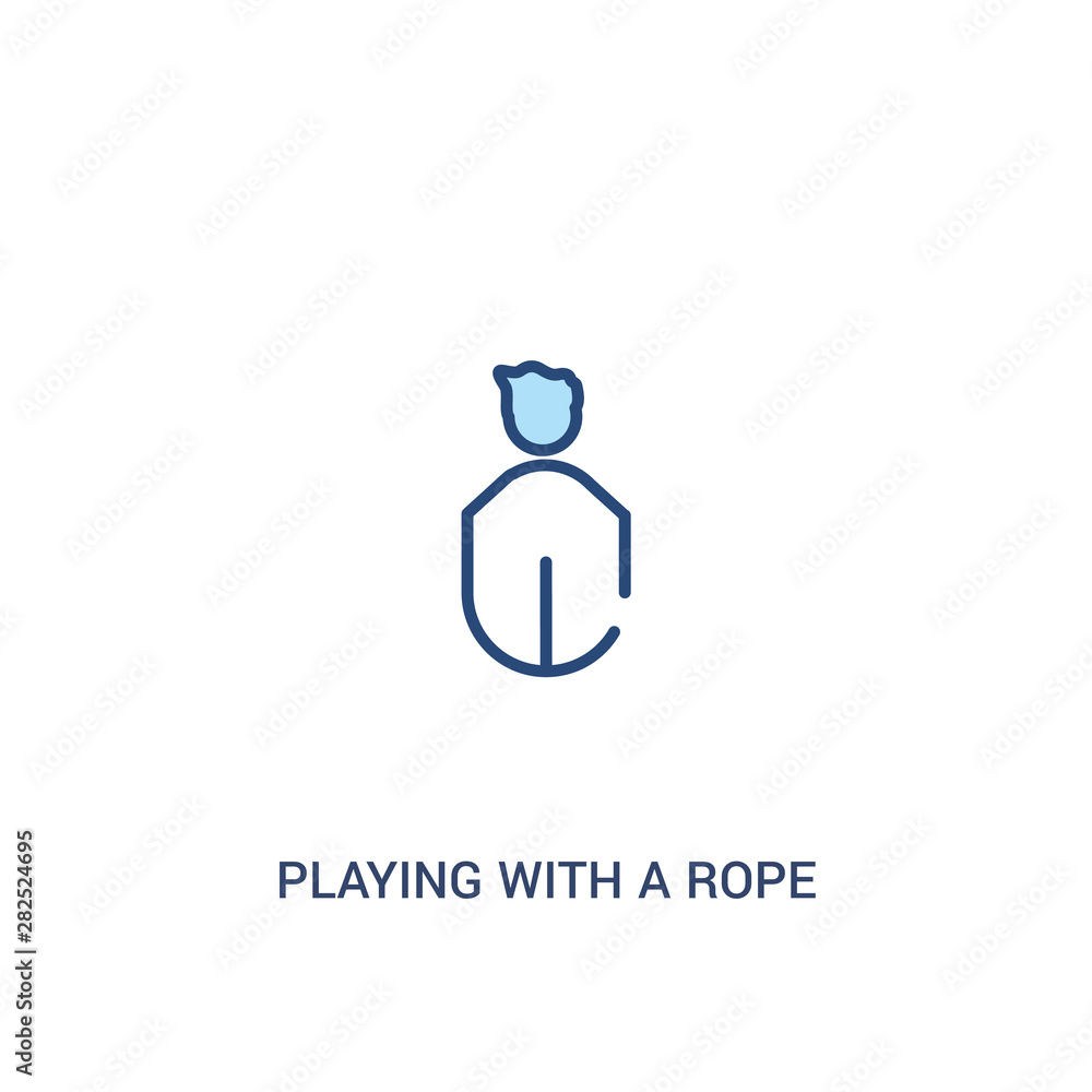 Poster playing with a rope concept 2 colored icon. simple line element illustration. outline blue playing w
