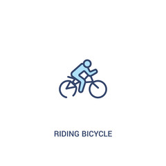 riding bicycle concept 2 colored icon. simple line element illustration. outline blue riding bicycle symbol. can be used for web and mobile ui/ux.