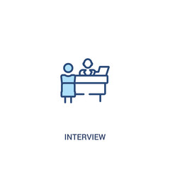 interview concept 2 colored icon. simple line element illustration. outline blue interview symbol. can be used for web and mobile ui/ux.