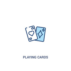 playing cards concept 2 colored icon. simple line element illustration. outline blue playing cards symbol. can be used for web and mobile ui/ux.